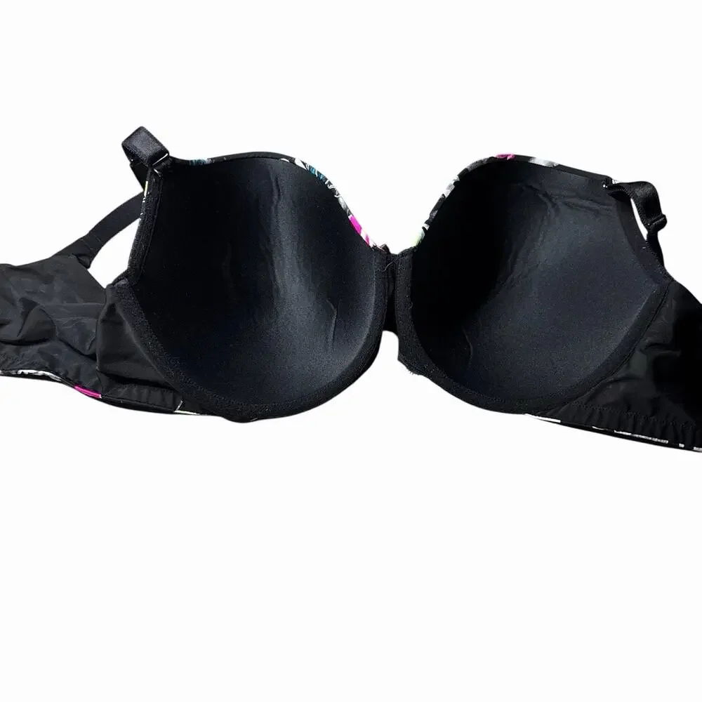 Torrid Perfect Coverage Push Up Bra 44D Floral Underwire Padded Full Coverage